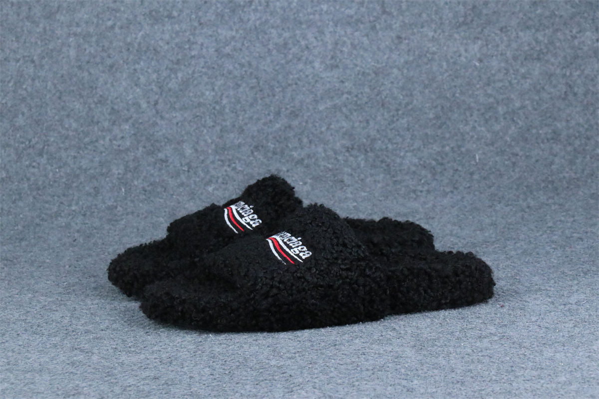Balenciaga Wmns Furry Slides 'Black Red'