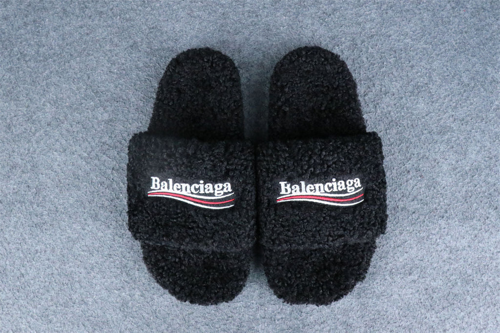 Balenciaga Wmns Furry Slides 'Black Red'