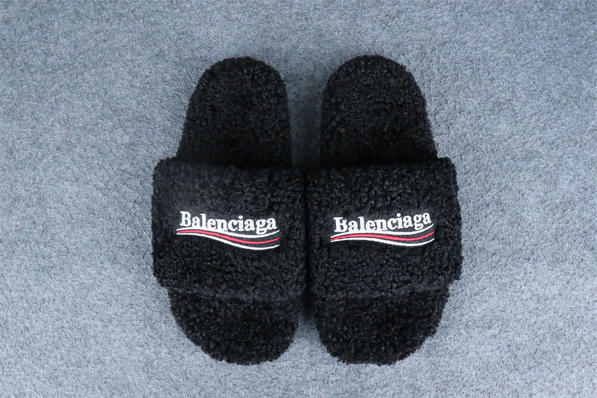 Balenciaga Wmns Furry Slides 'Black Red'