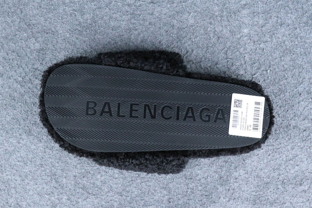 Balenciaga Wmns Furry Slides 'Black Red'