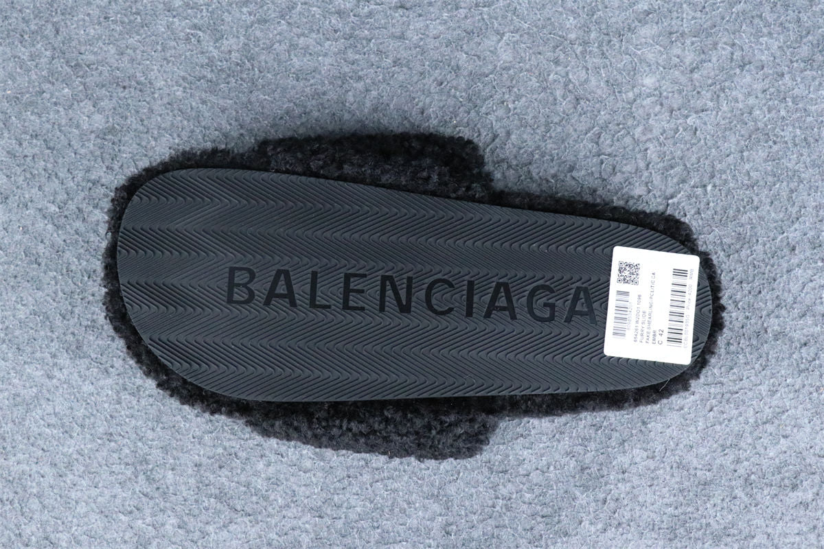Balenciaga Wmns Furry Slides 'Black Red'