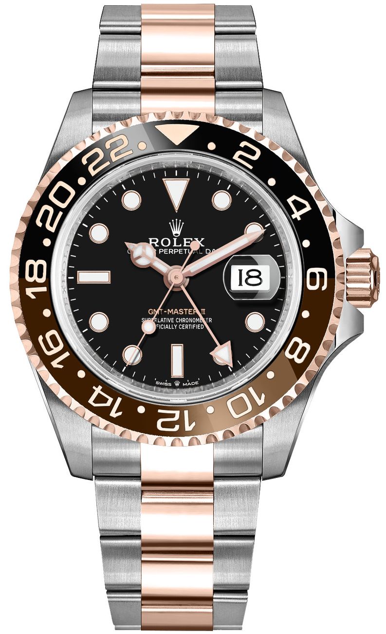 Rolex GMT-Master II Root Beer Rose Gold & Steel Men's Watch 126711CHNR-0002