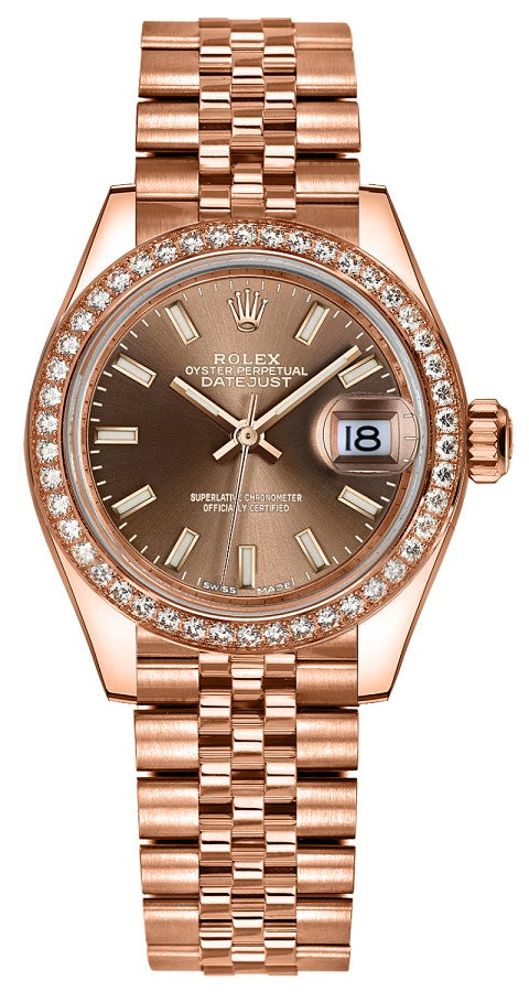 Rolex Lady-Datejust 28 Gold Diamond Watch 279135RBR