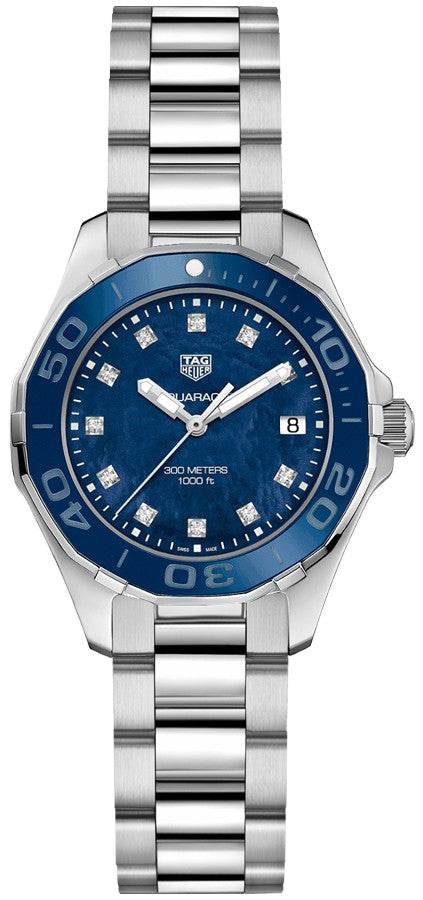 Tag Heuer Aquaracer Pearl Blue & Diamond Ladies Watch WAY131L.BA0748