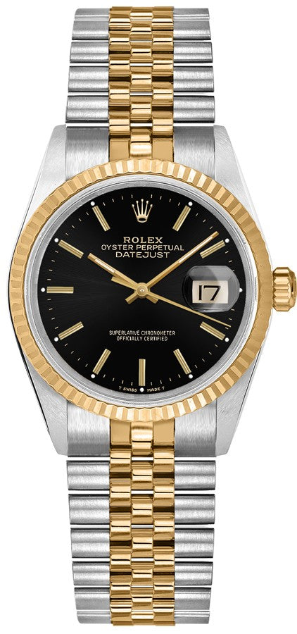 Rolex Datejust 31 Black Dial Gold & Steel Women's Watch 68273