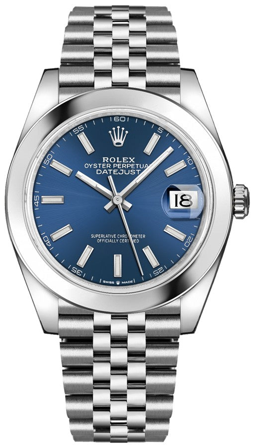 Rolex Datejust 41 Blue Dial Jubilee Luxury Men's Watch 126300-0002