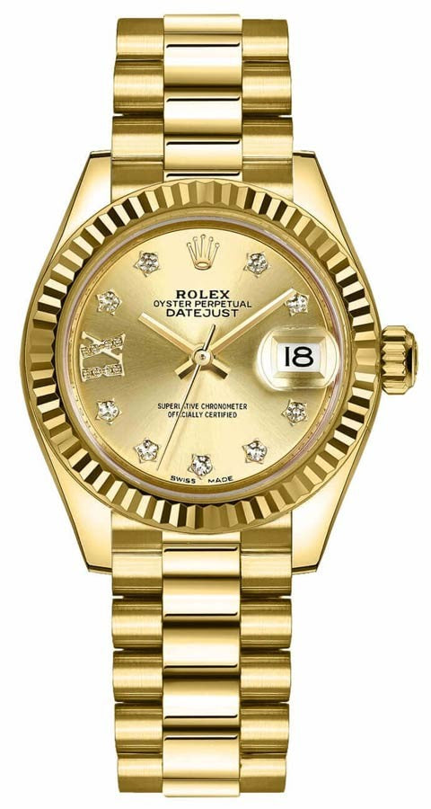 Rolex Lady-Datejust 28 Solid 18K Yellow Gold Women's Watch 279178-0013