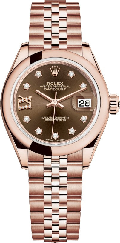 Rolex Lady-Datejust 28 Rose Gold Diamond Watch 279165-0004