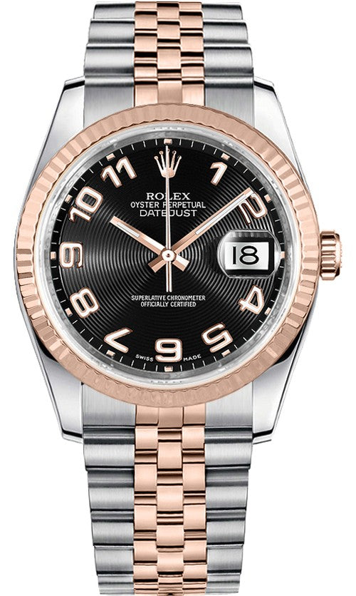 Rolex Datejust 36 Rose Gold Fluted Bezel Watch 116231-0090