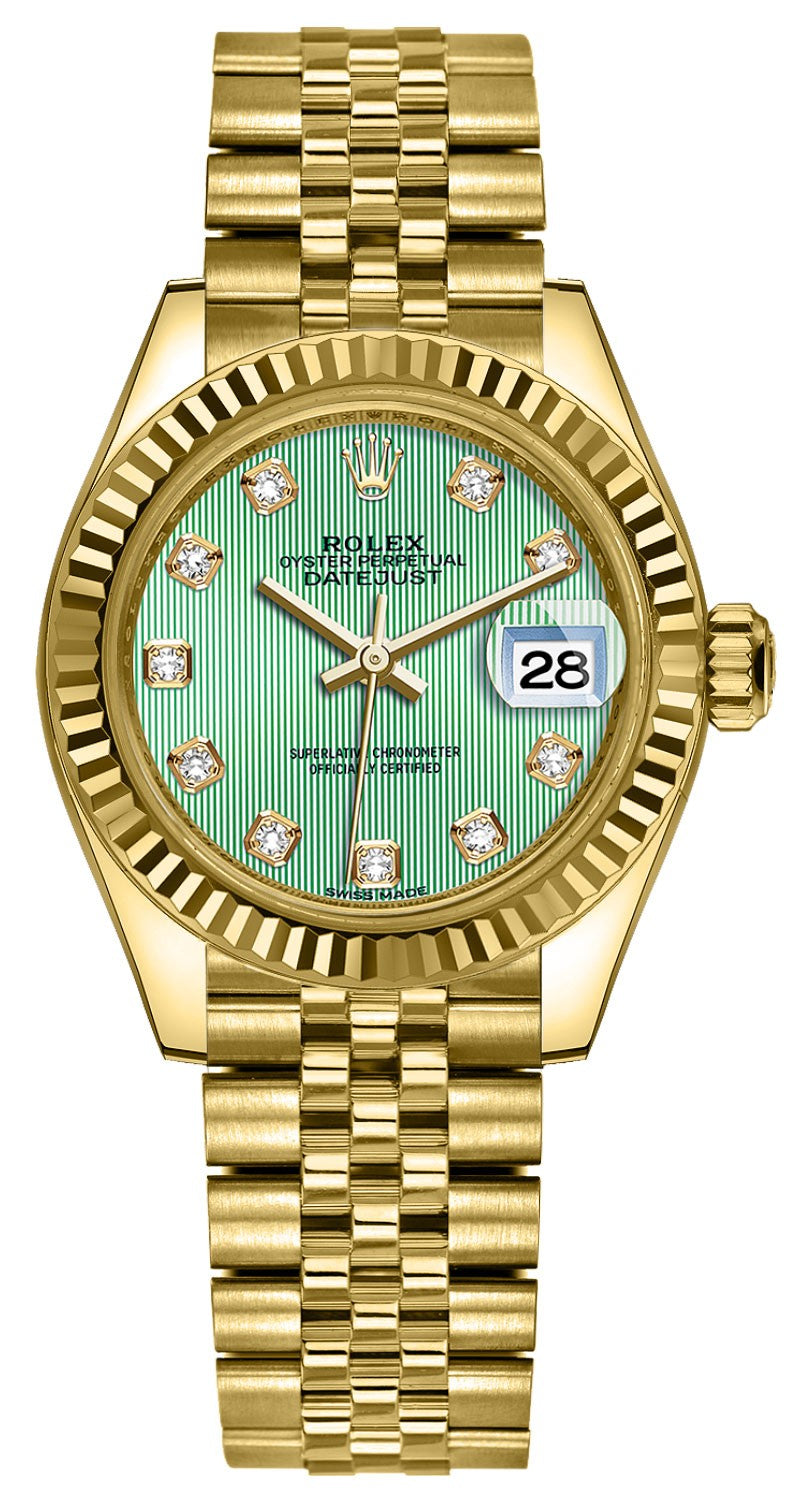 Rolex Lady-Datejust 28 Green Dial Watch 279178-0028